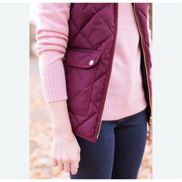 J Crew Quilted Zip up Vest. Rasberry Small preppy heritage - Picture 7 of 12